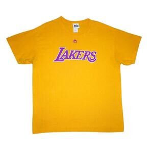 Vintage Los Angeles Lakers Gold Graphic T-Shirt – Majestic – Size Large